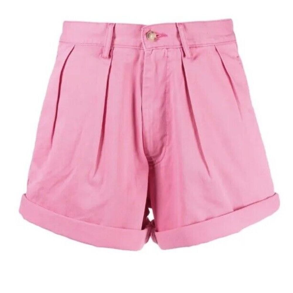 Anthropologie Denimist Pleated Cotton Shorts Size 31 Pink Pockets